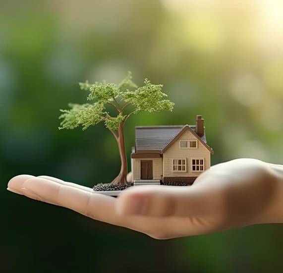 Hand holding house